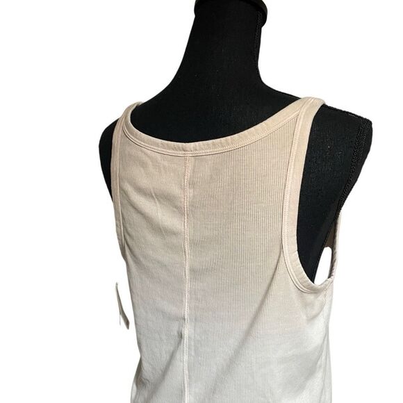 Aerie No BS Dip Dyed Ombre Tan and White Ribbed Tank - Picture 4 of 9